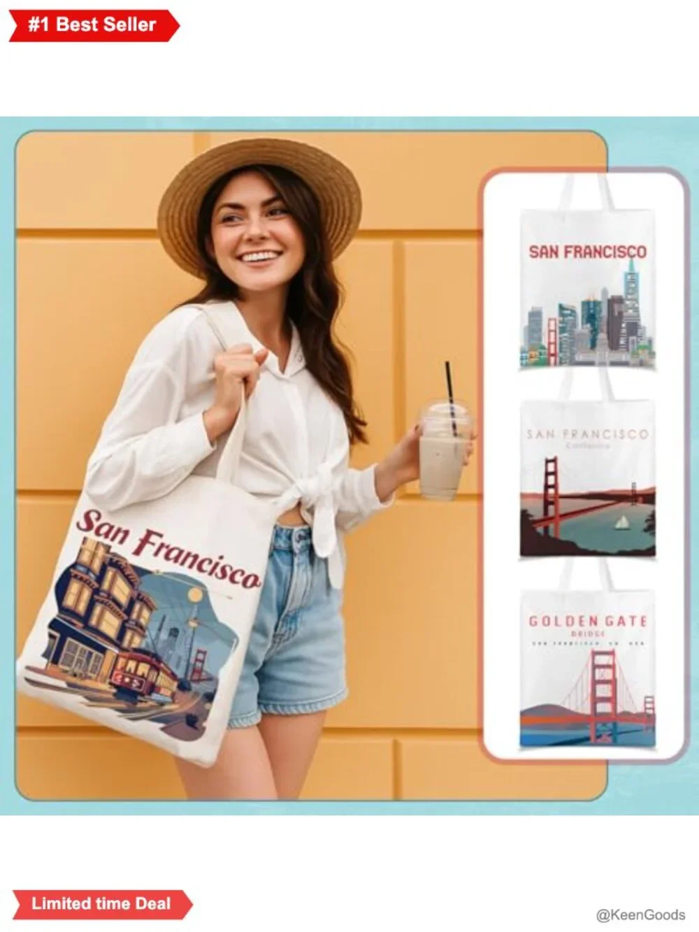 12 Pack Canvas Tote Bags San Francisco Souvenir Reusable Grocery Bags